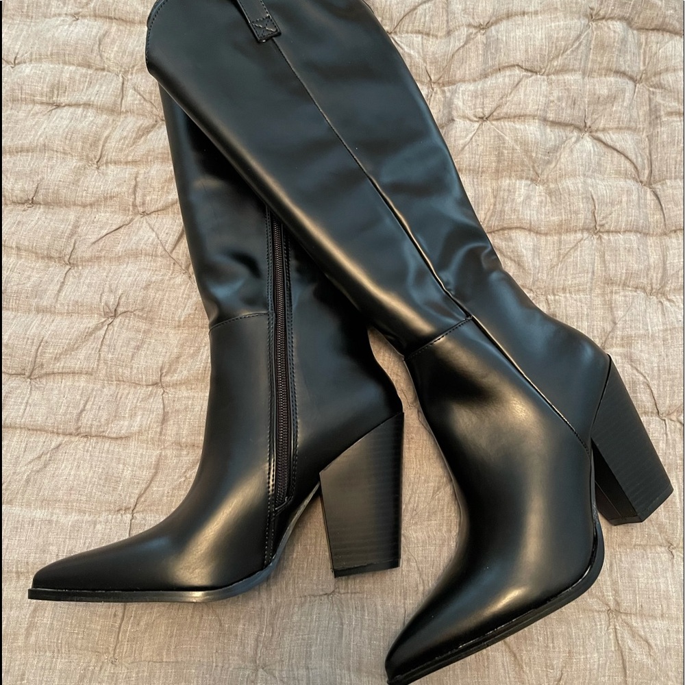 Super cute Faux Leather Western Knee High Boots